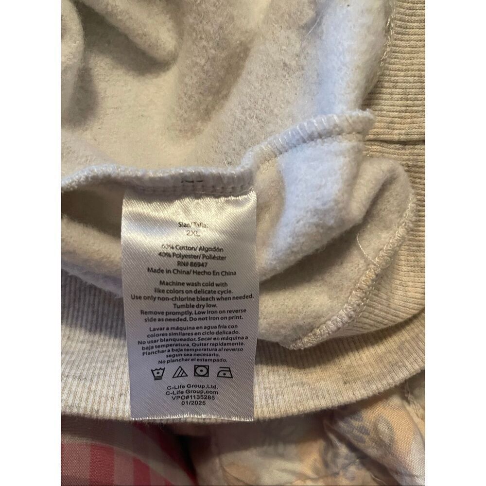 Peanuts Womens Heather Gray Cream Snoopy Pumpkin Pullover Sweatshirt Size 2XL - Picture 6 of 10